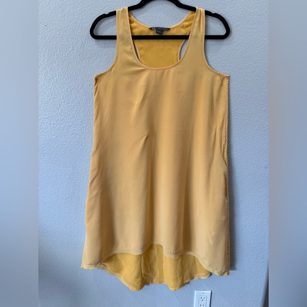 100% Silk High-Low Racerback Dress Yellow Size 6 Spring 2014 Flowing Layered - Picture 2 of 11